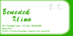 benedek klimo business card